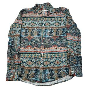 Zara Southwest Shirt Mens Small Colorful Pattern Button Up Long Sleeve